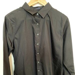 Lands' End No Iron Supima Black Button Down Shirt